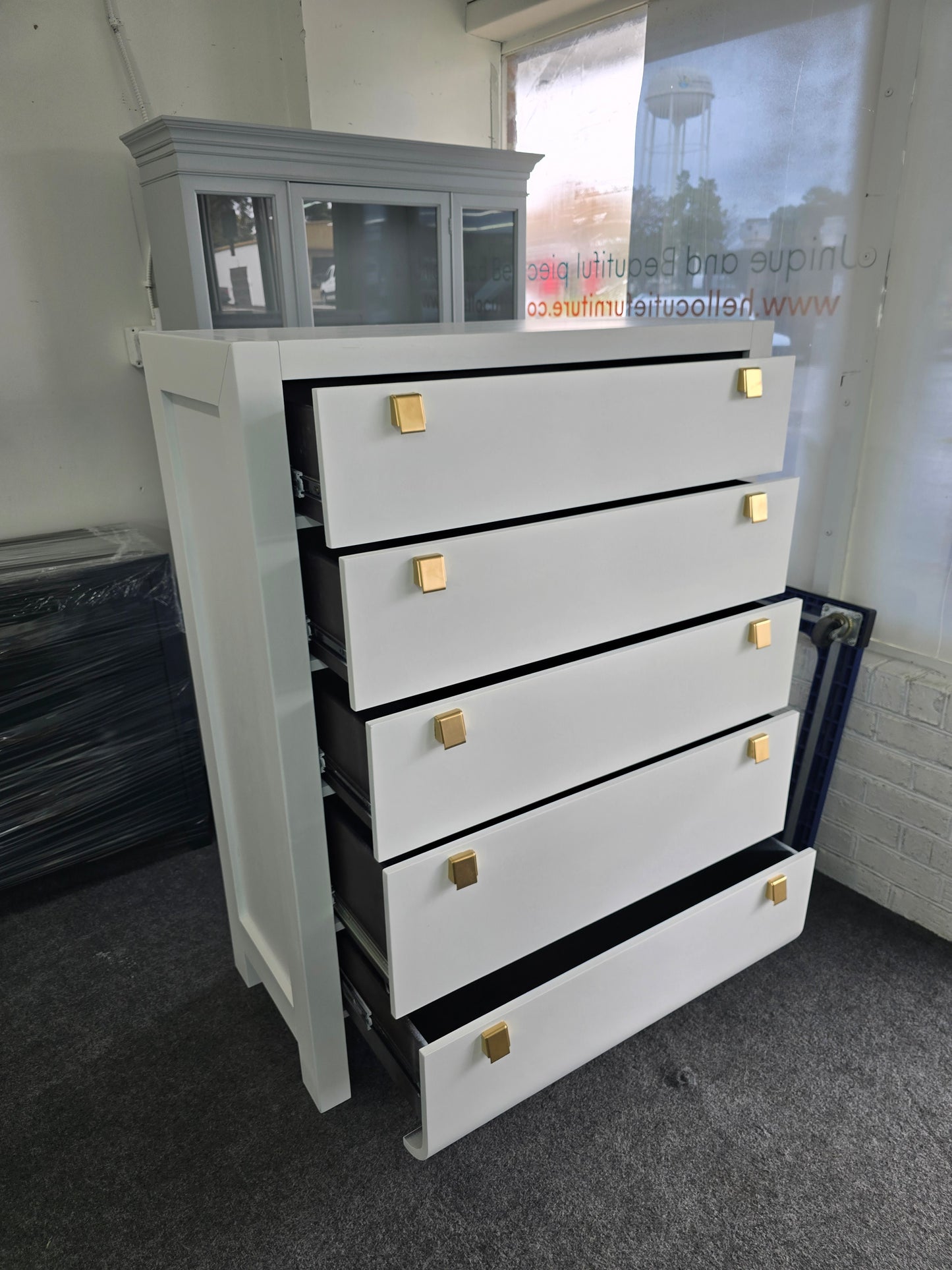 White tall modern chest