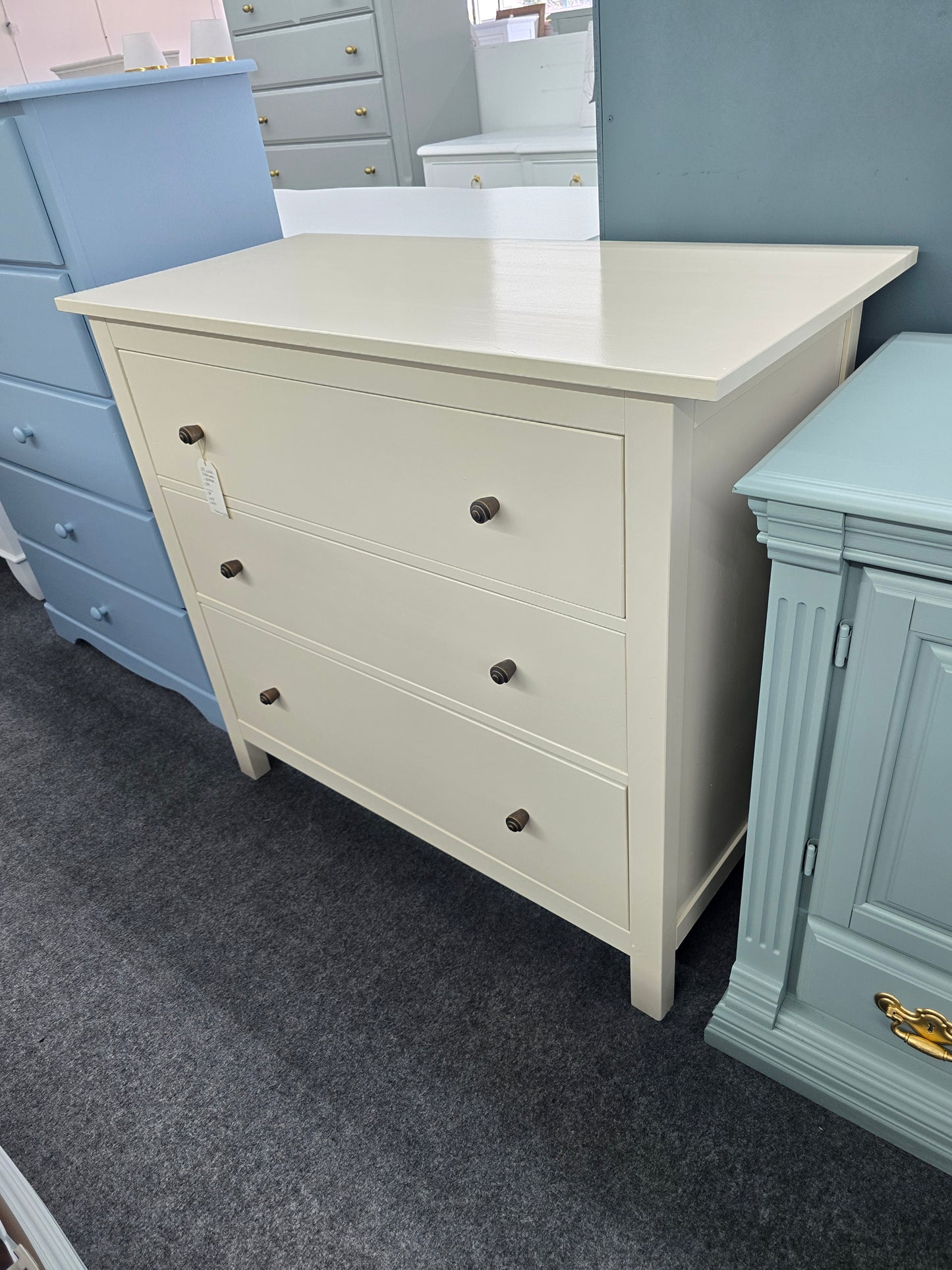 3 drawers off white dresser