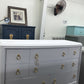 White lacquered 10 drawers dresser