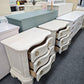 Pair of creamy carved nightstands