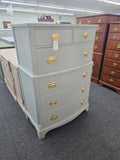 Solid wood gray bowfront chest