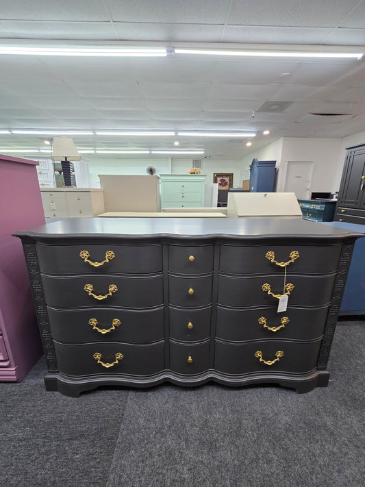 Drexel solid wood graphite serpentine dresser