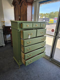 Solid wood green chest