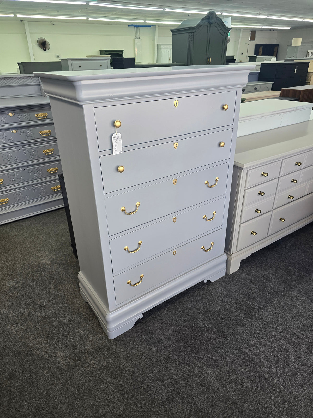 Broyhill tall gray chest