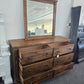 Rustic 6 drawers dresser with mirror