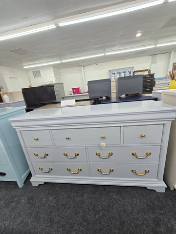 Lacquered blue 7 drawers dresser