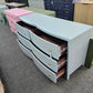 Blue lacquer 6 drawers dresser