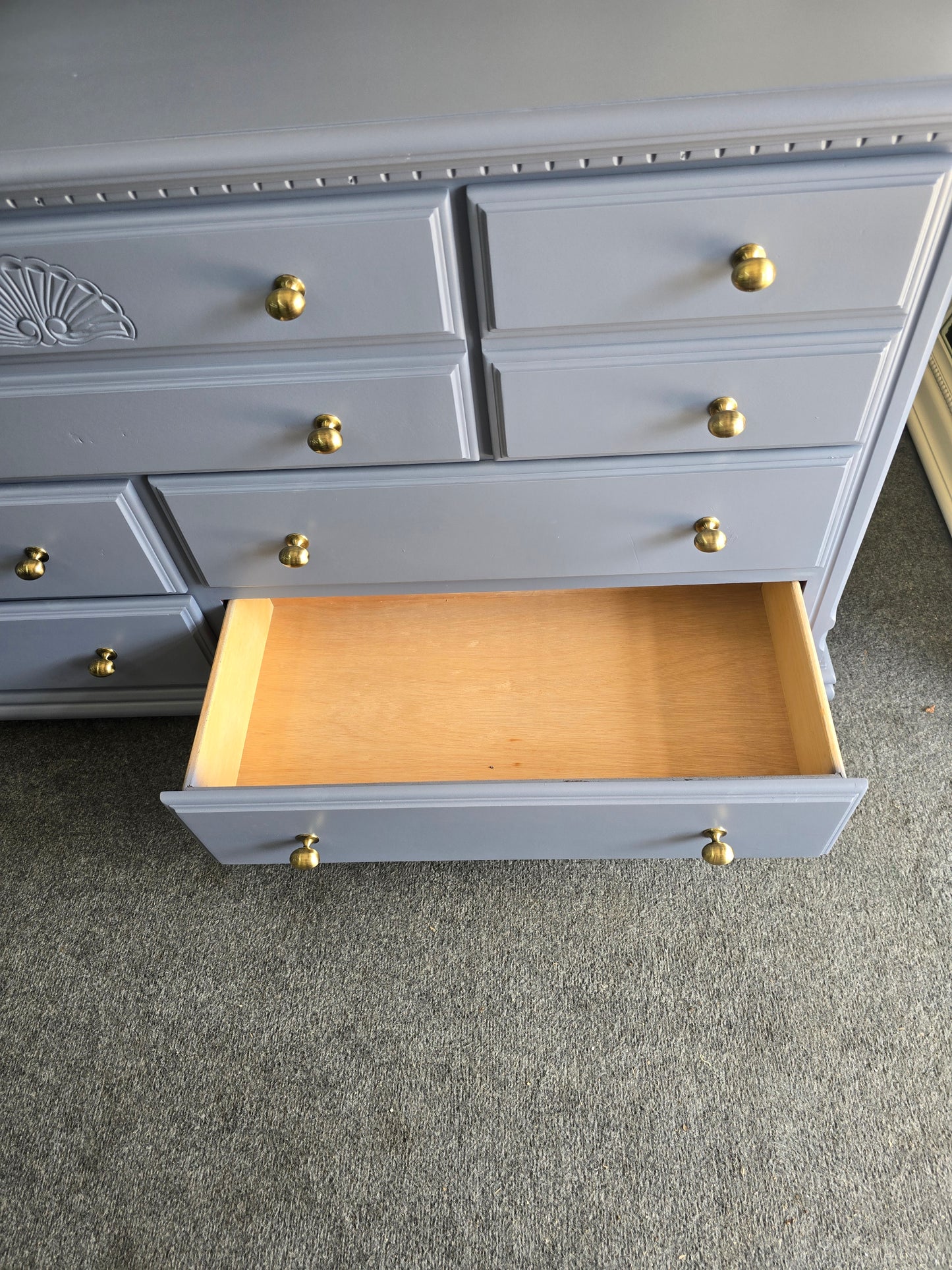Solid wood vintage blue gray dresser