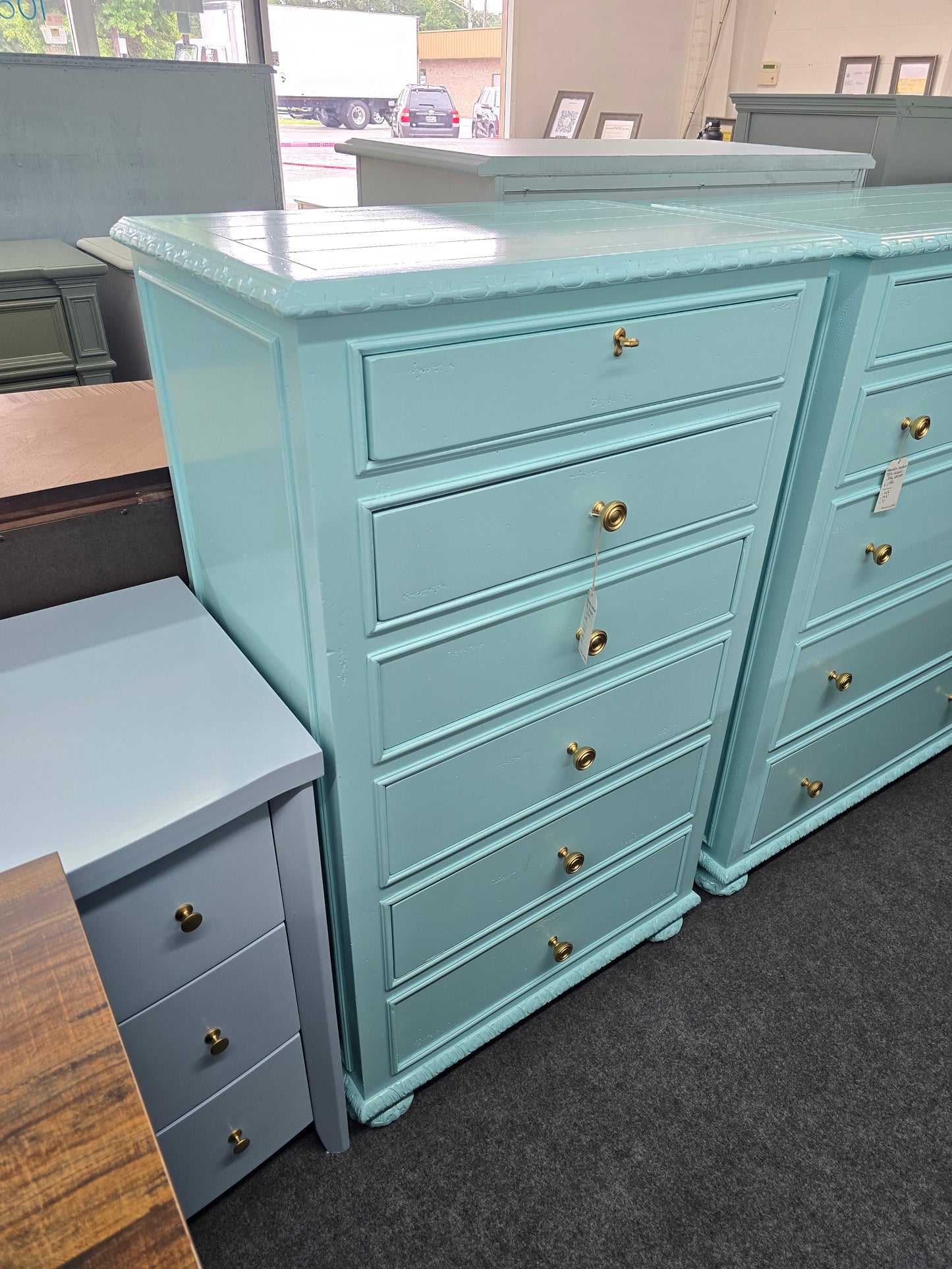 Restoration Hardware solid wood blue Lacquered chest
