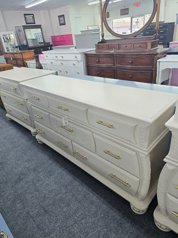 Creamy carved long dresser