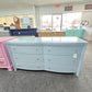 Blue lacquer 6 drawers dresser