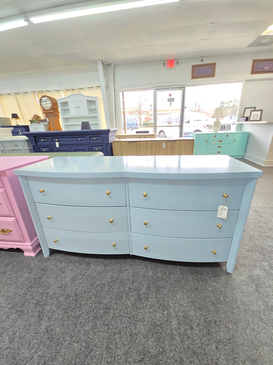 Blue lacquer 6 drawers dresser