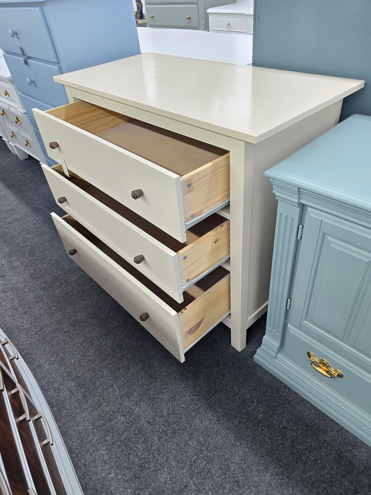 3 drawers off white dresser