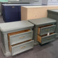 Pewter green pair of nightstands