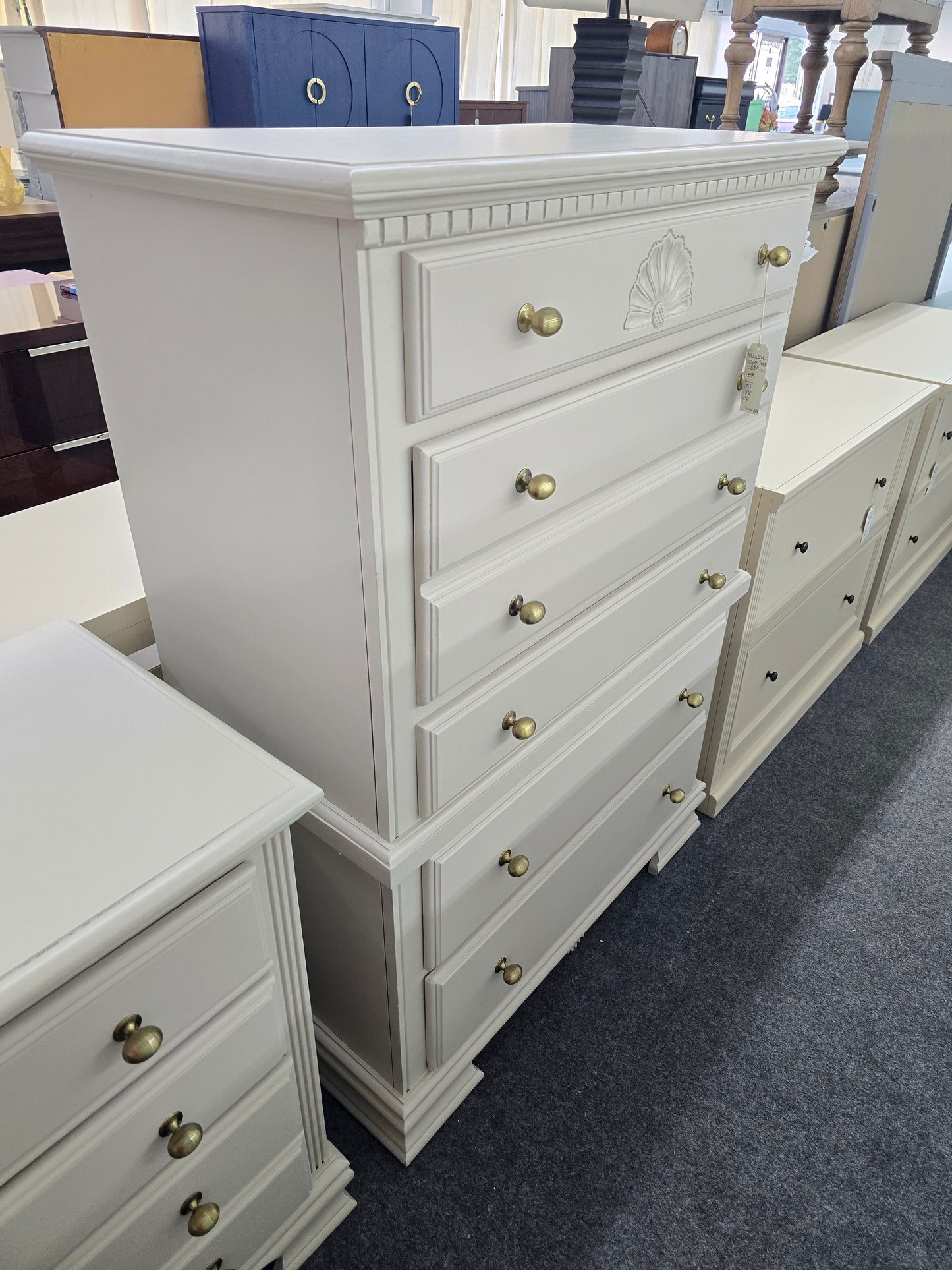 Vintage beige tall chest