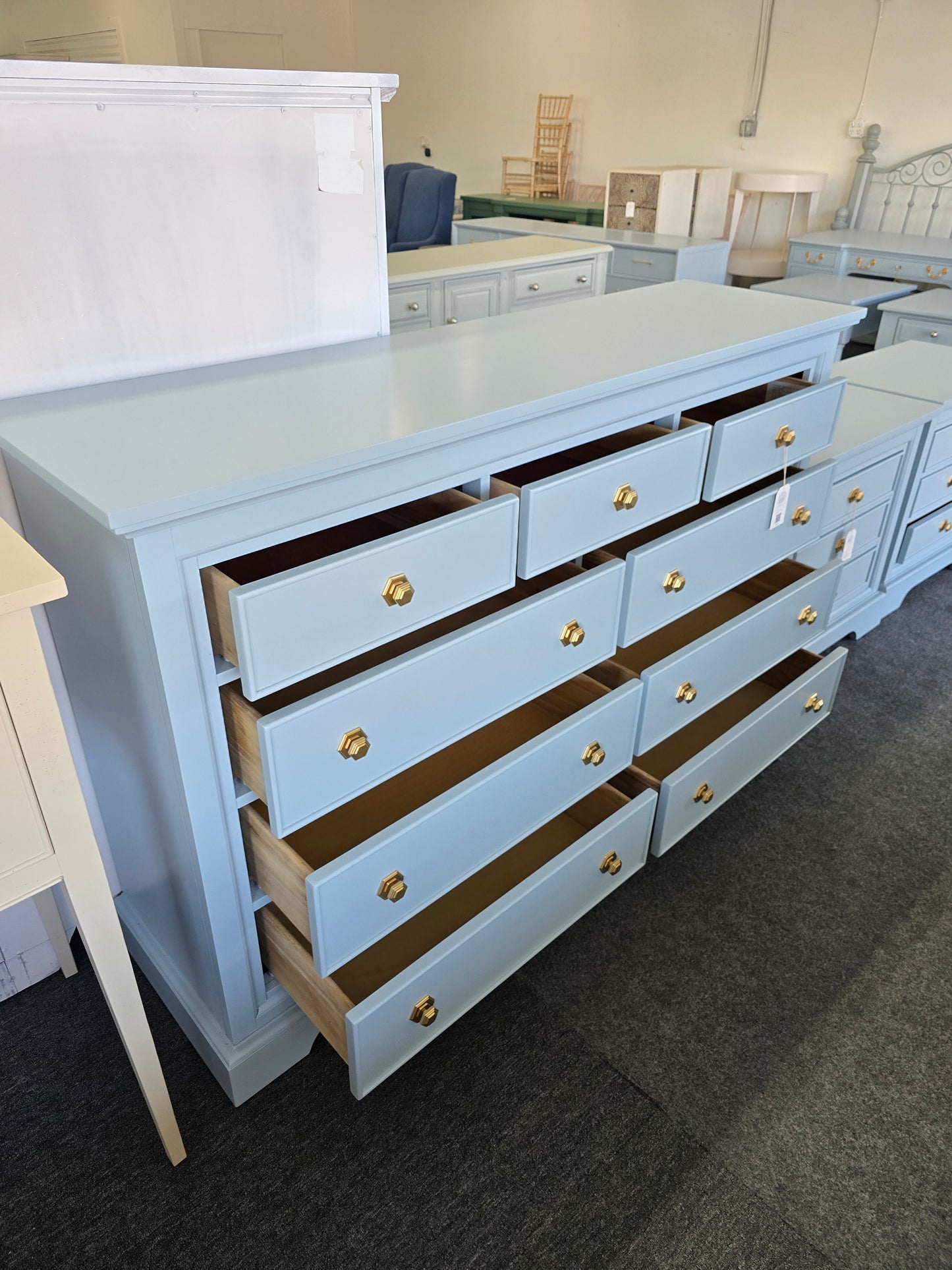 Blue dresser hexagonal knobs