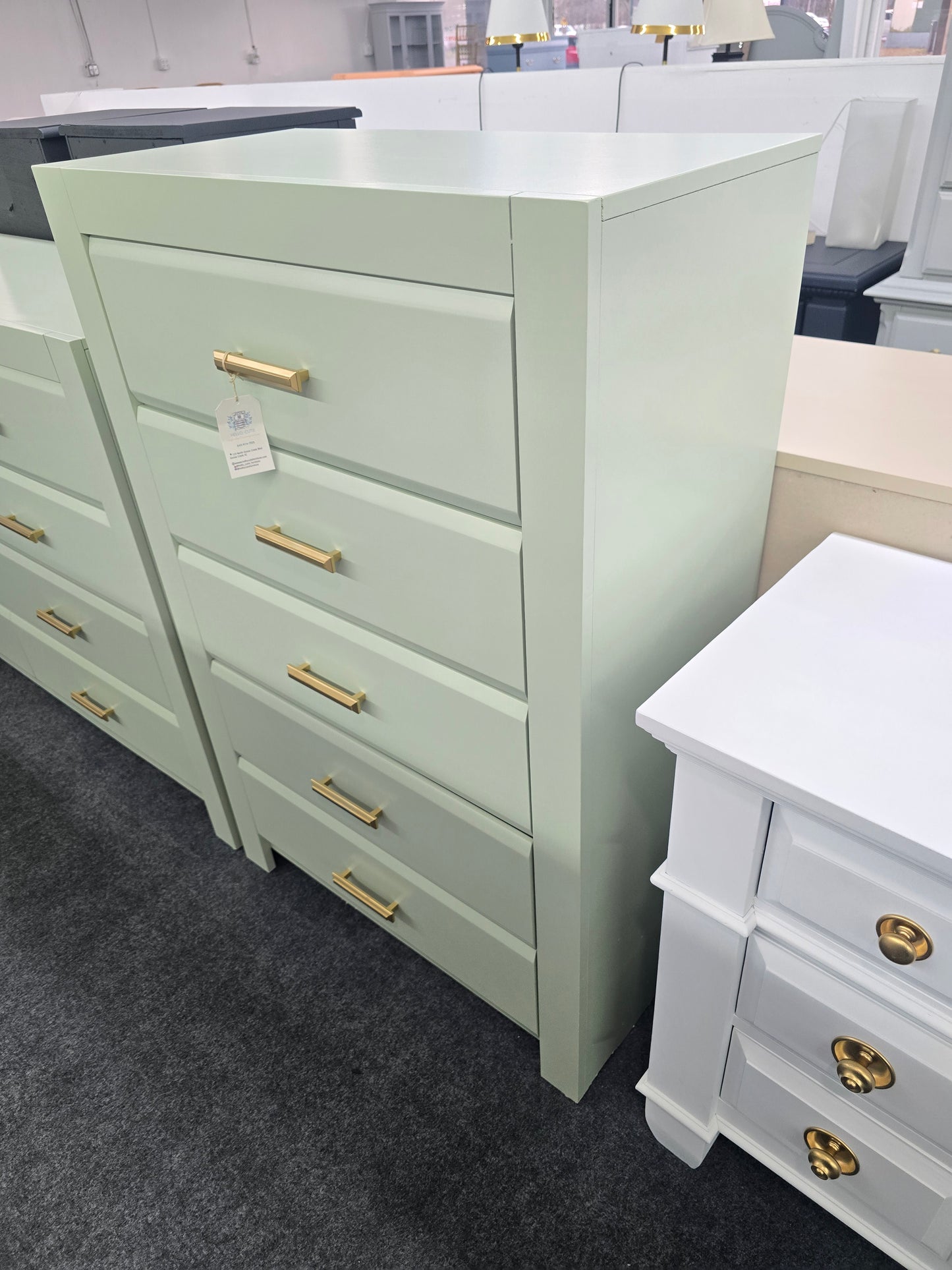Classic 5 drawers green chest