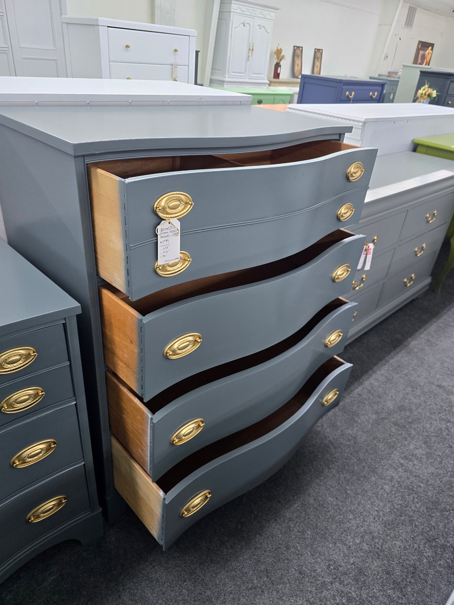 Bassett dark green lacquered chest