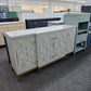 Gorgeous green washed and gold credenza