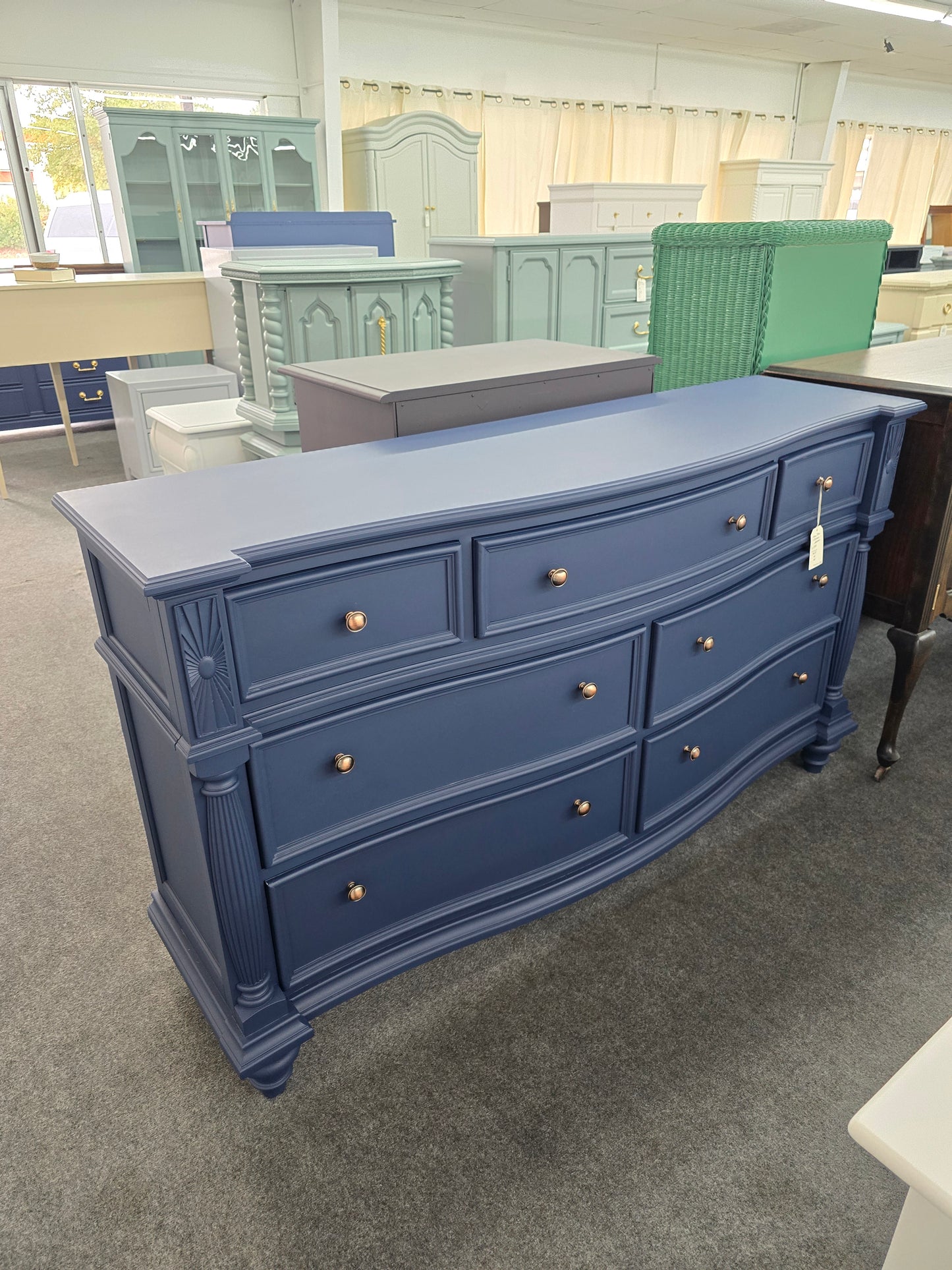 Navy blue 7 drawers dresser