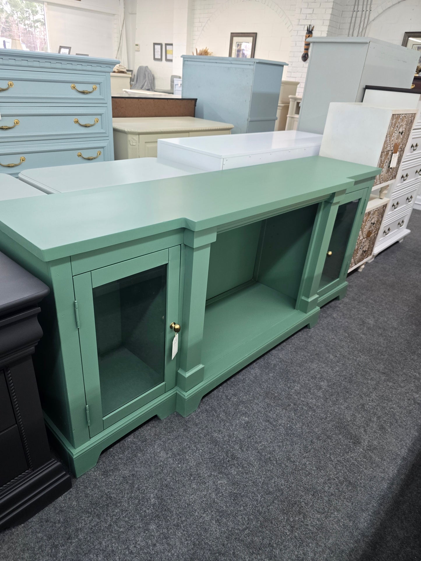 Green long tv stand