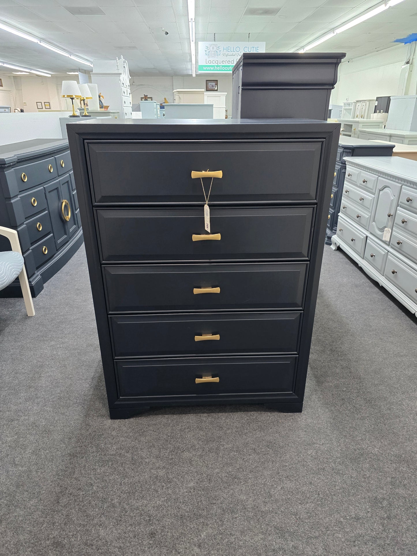 Modern 5 drawers black chest
