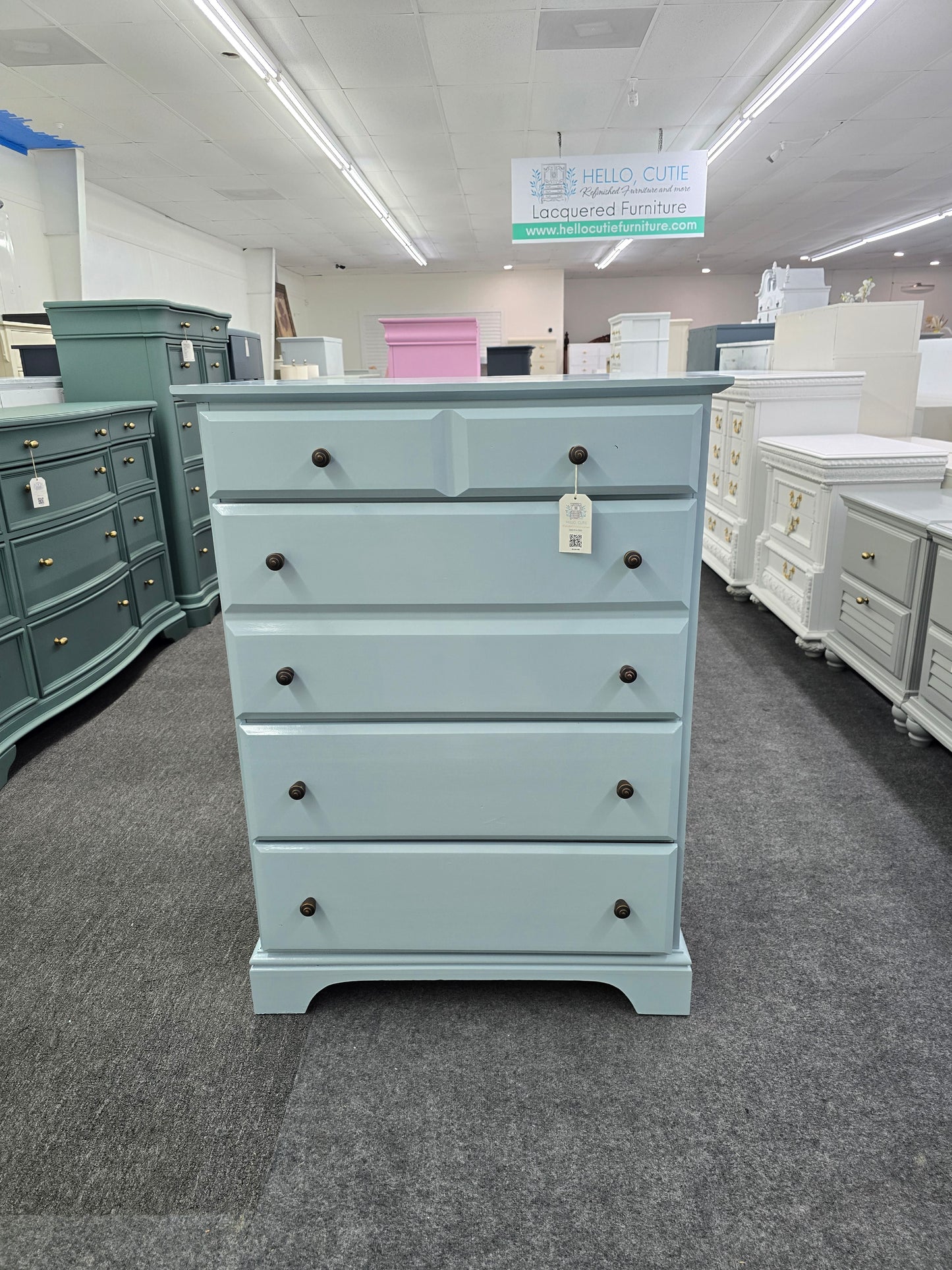 Vaughan Bassett lacquered blue chest