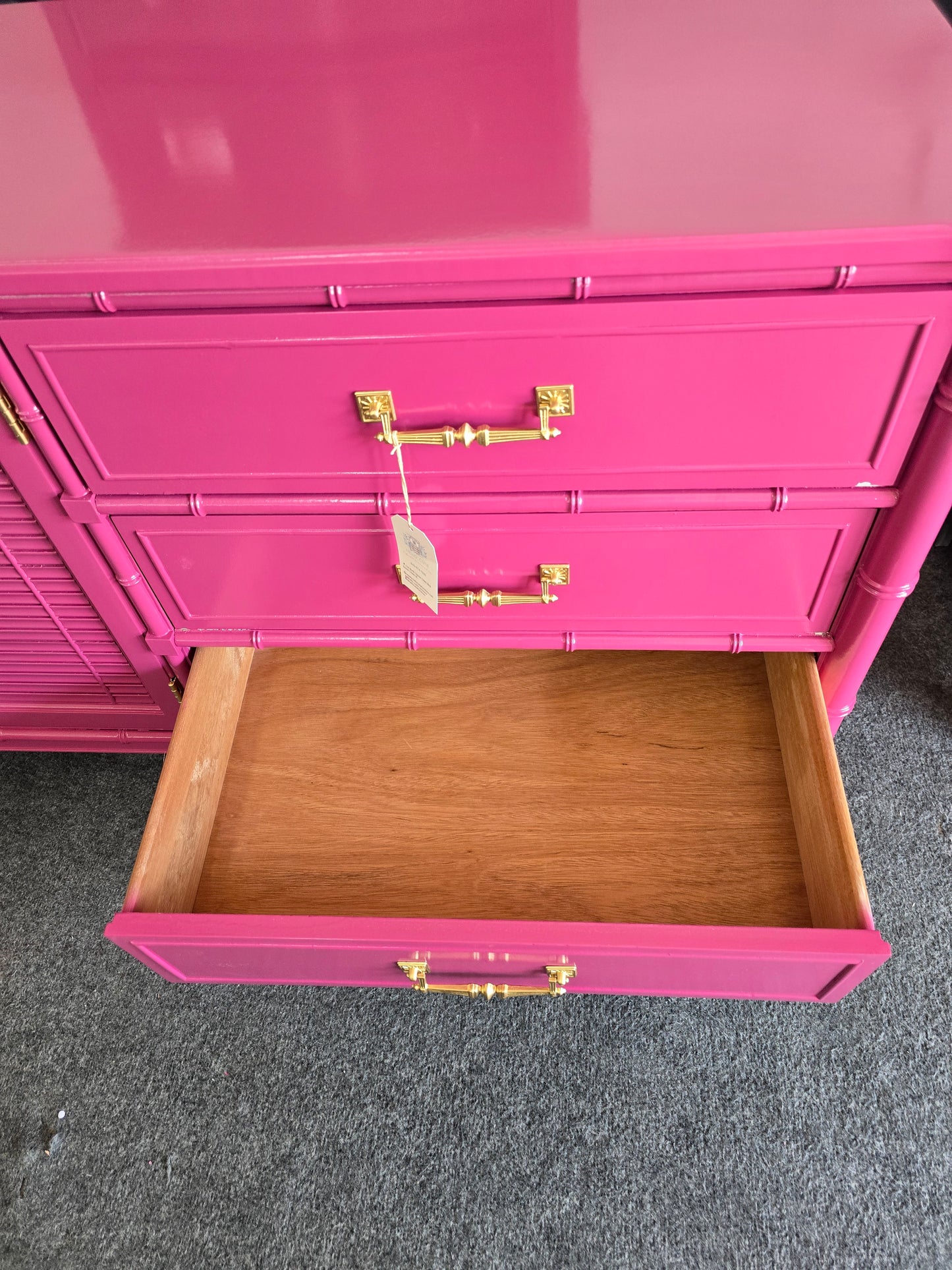 Bali Hai pink bamboo dresser