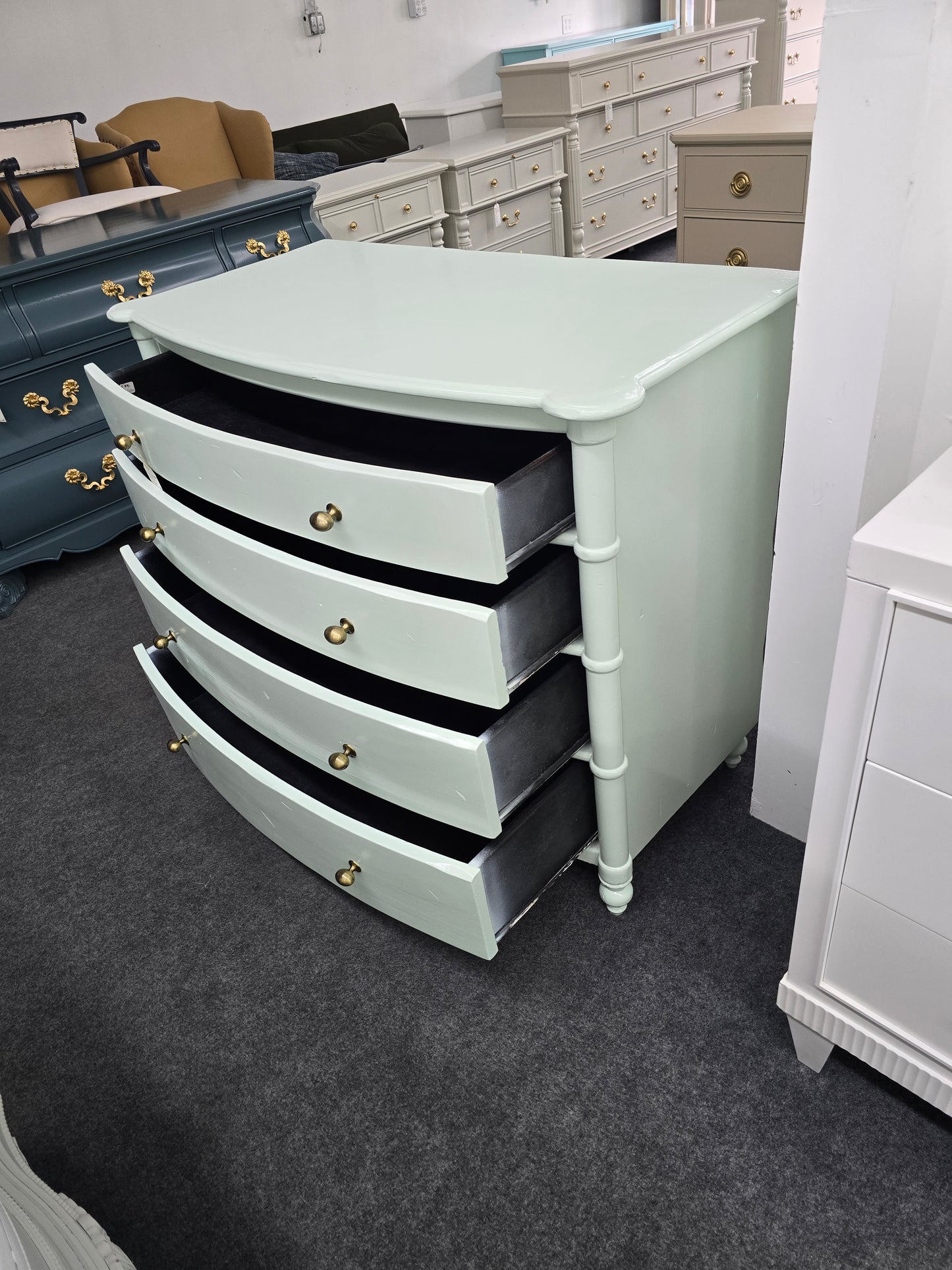 Cute minty green solid wood bowfront dresser