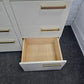 Non symmetrical cream lacquered 6 drawers dresser