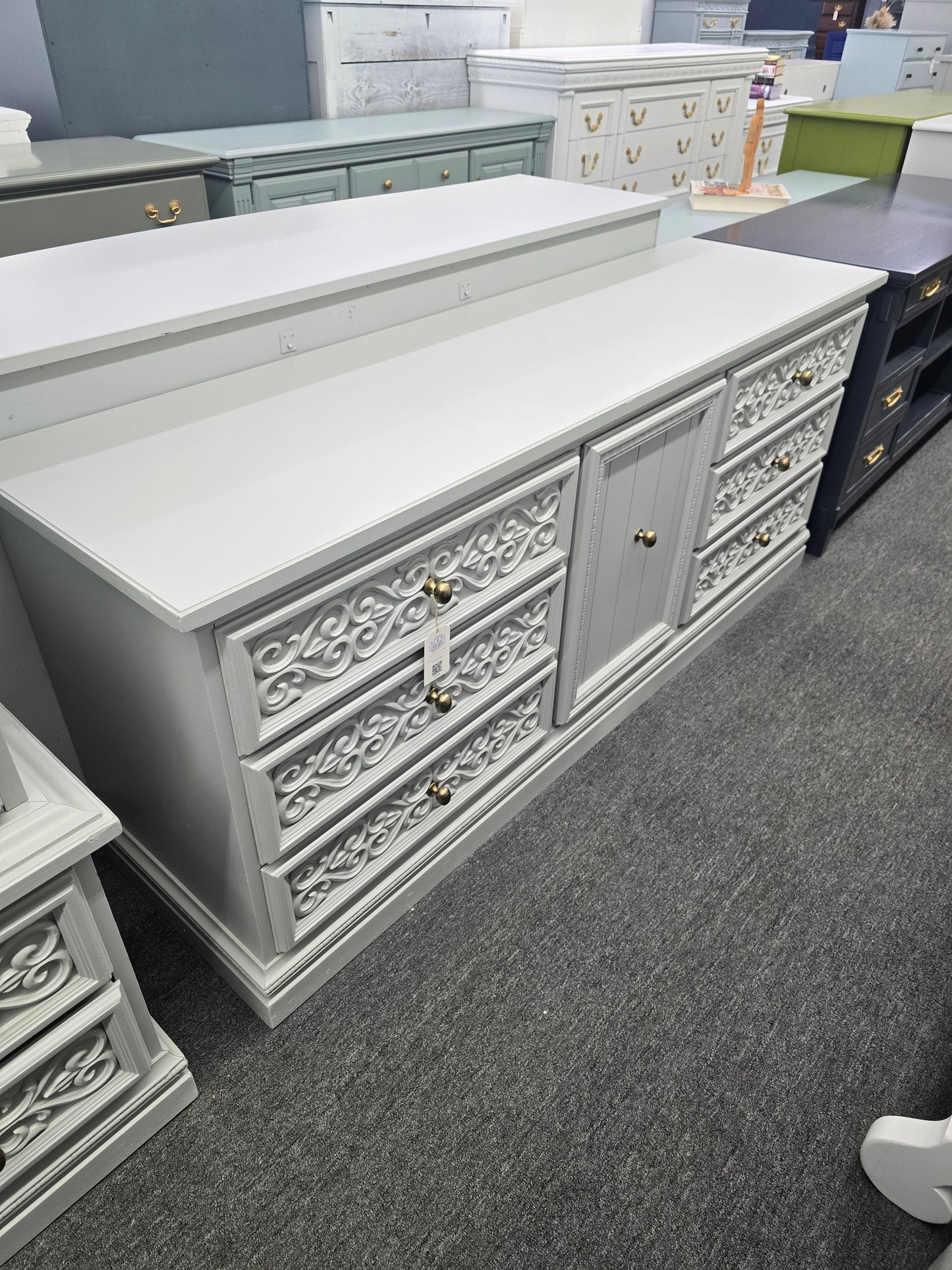 Vintage gray long dresser