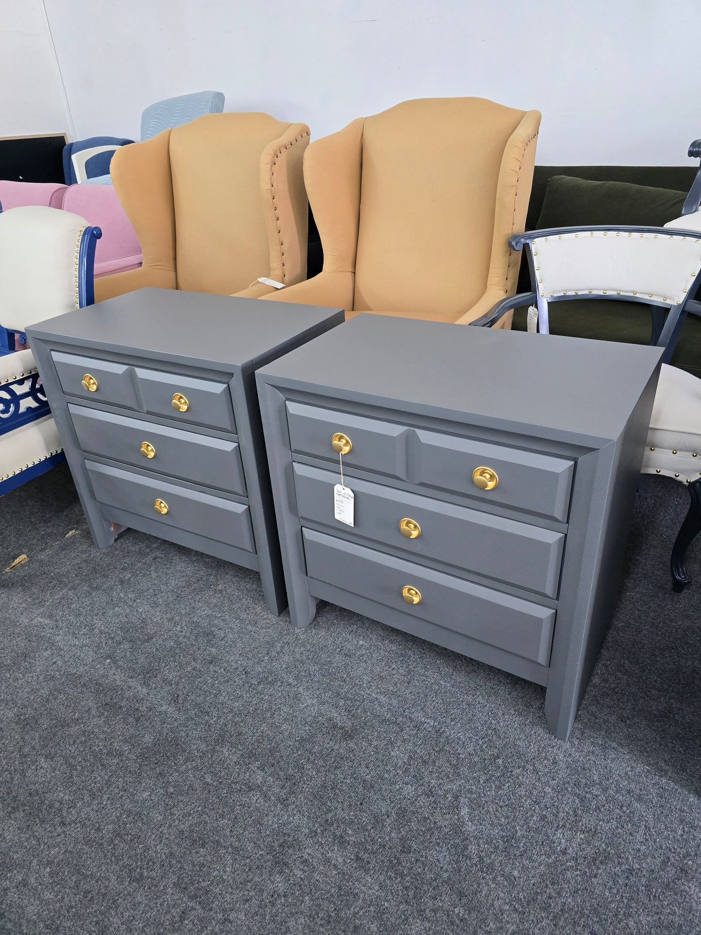 Dark gray pair of nightstands
