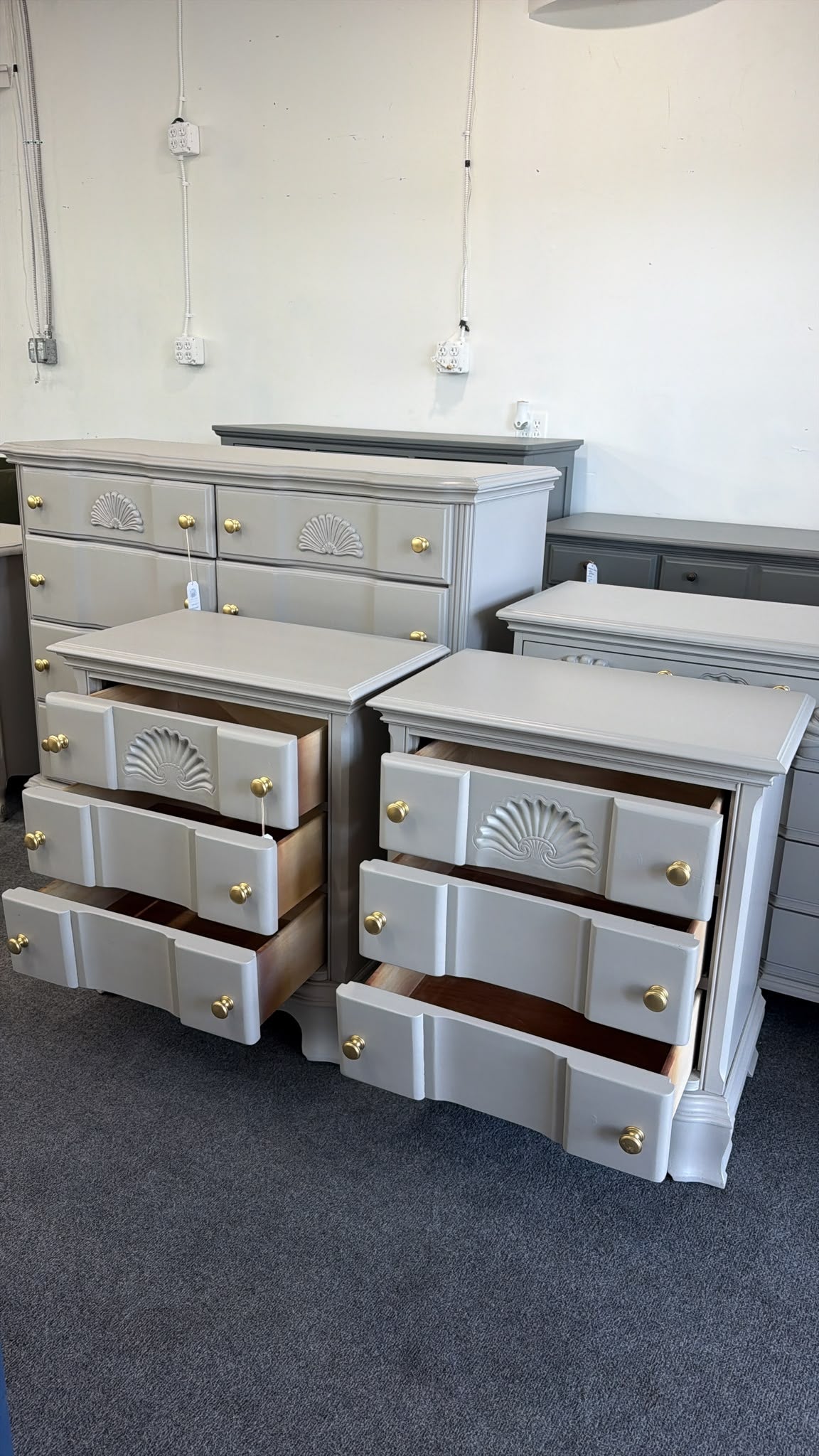 Vintage gray pair of nightstands