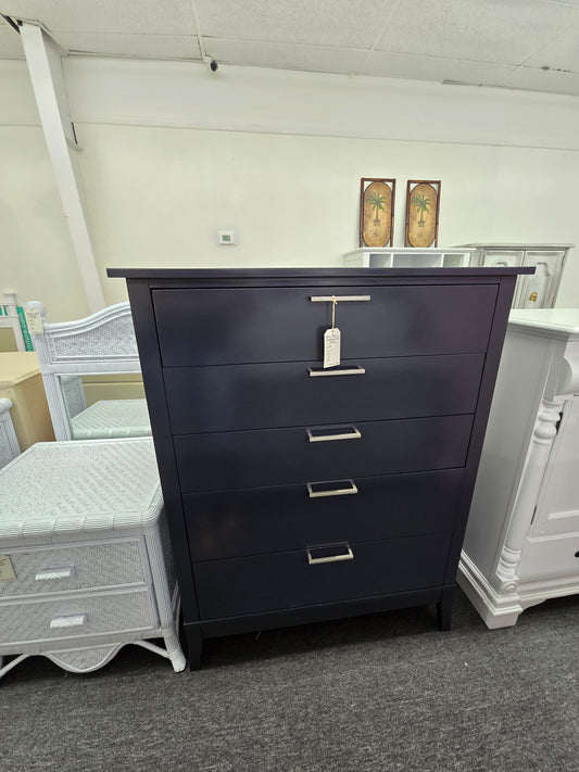 Dark blue 5 drawers lacquer chest