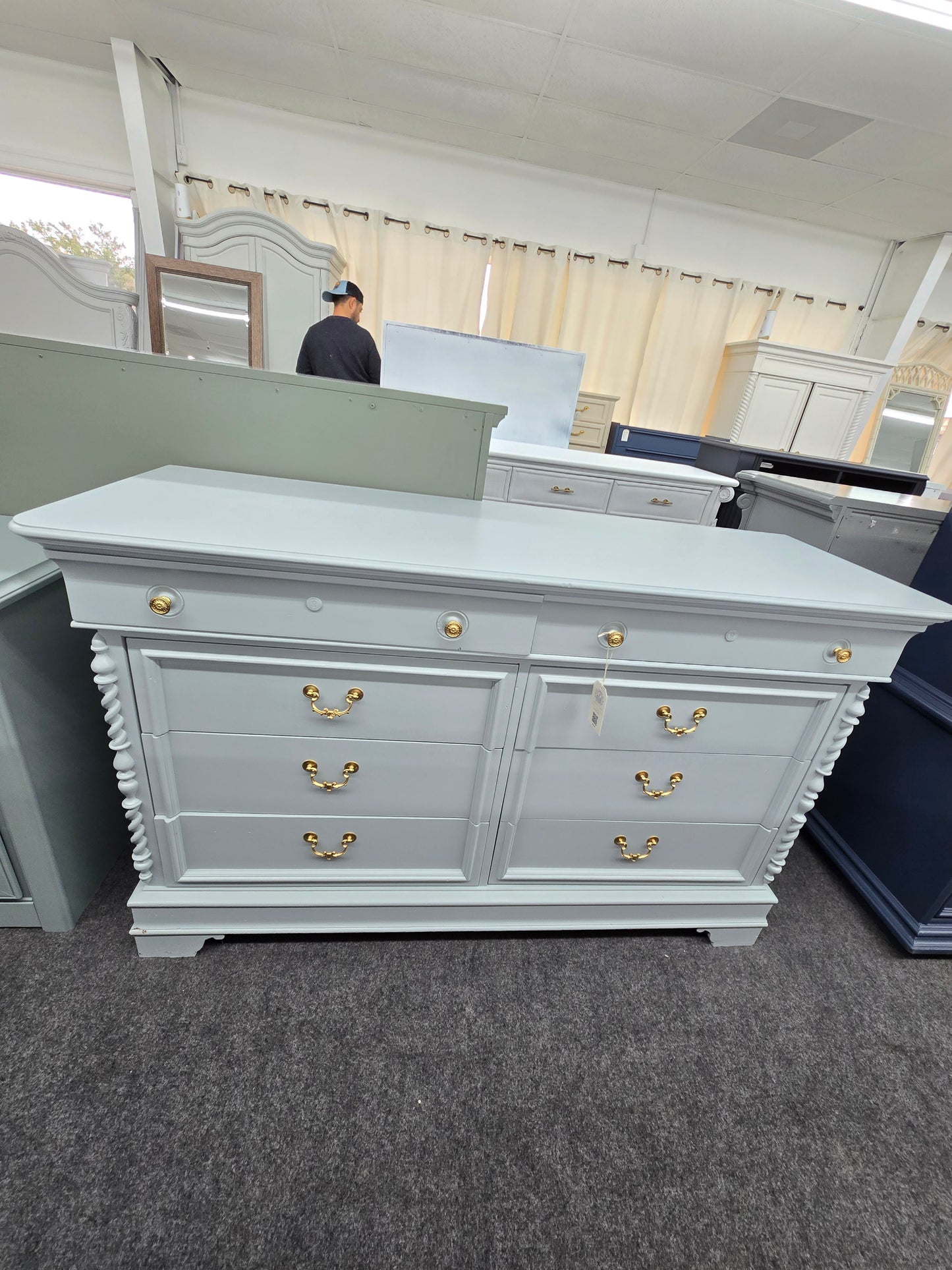 Lexington light blue 8 drawers dresser