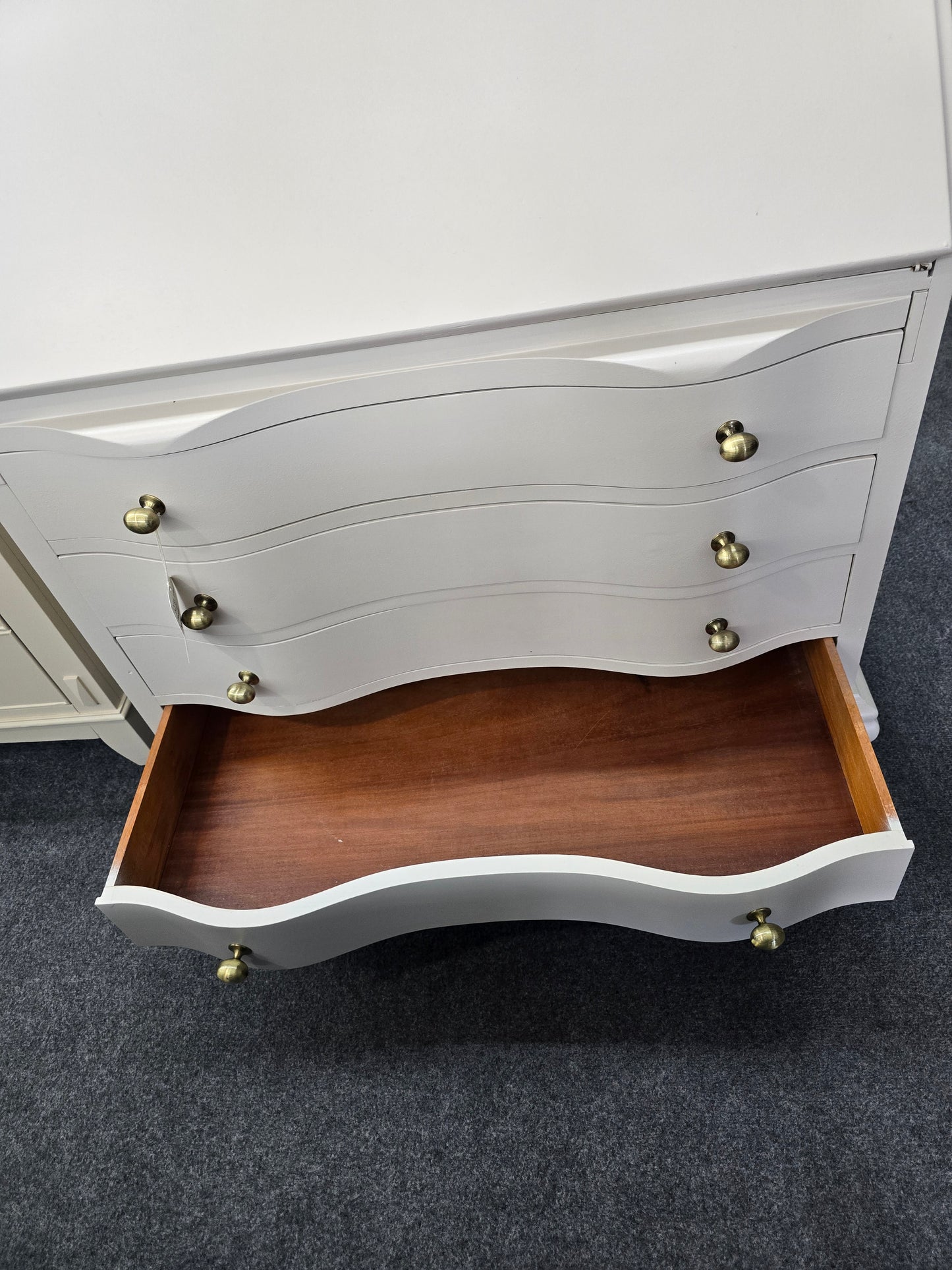 Antique beige secretary chest