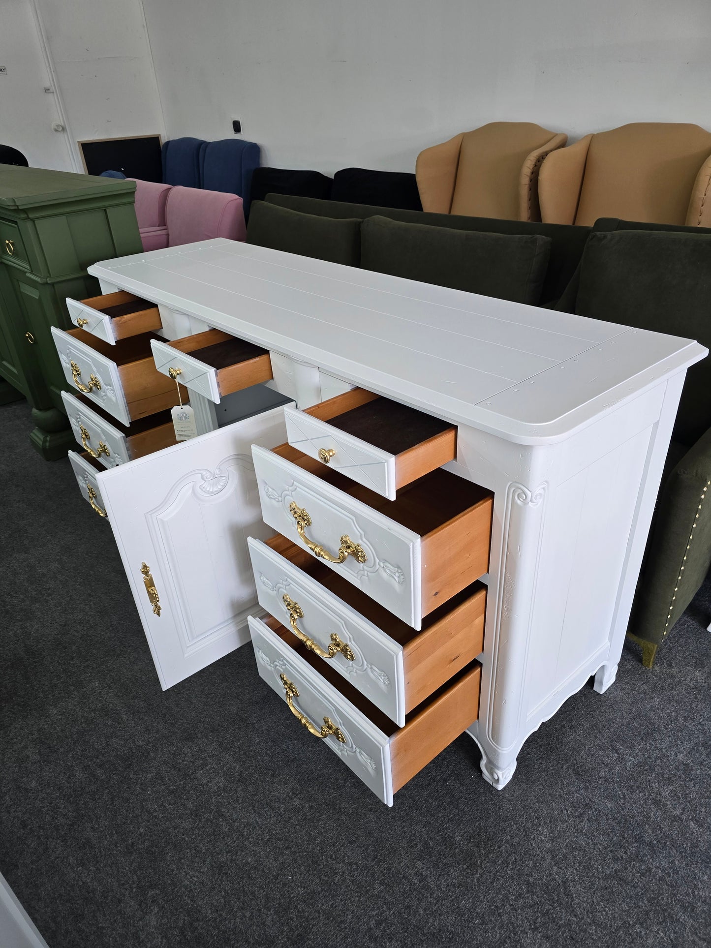 French provincial white lacquered dresser
