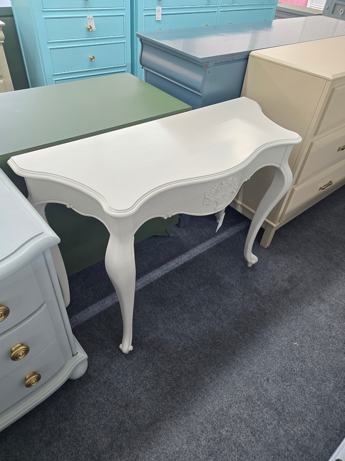 Cream lacquered side table