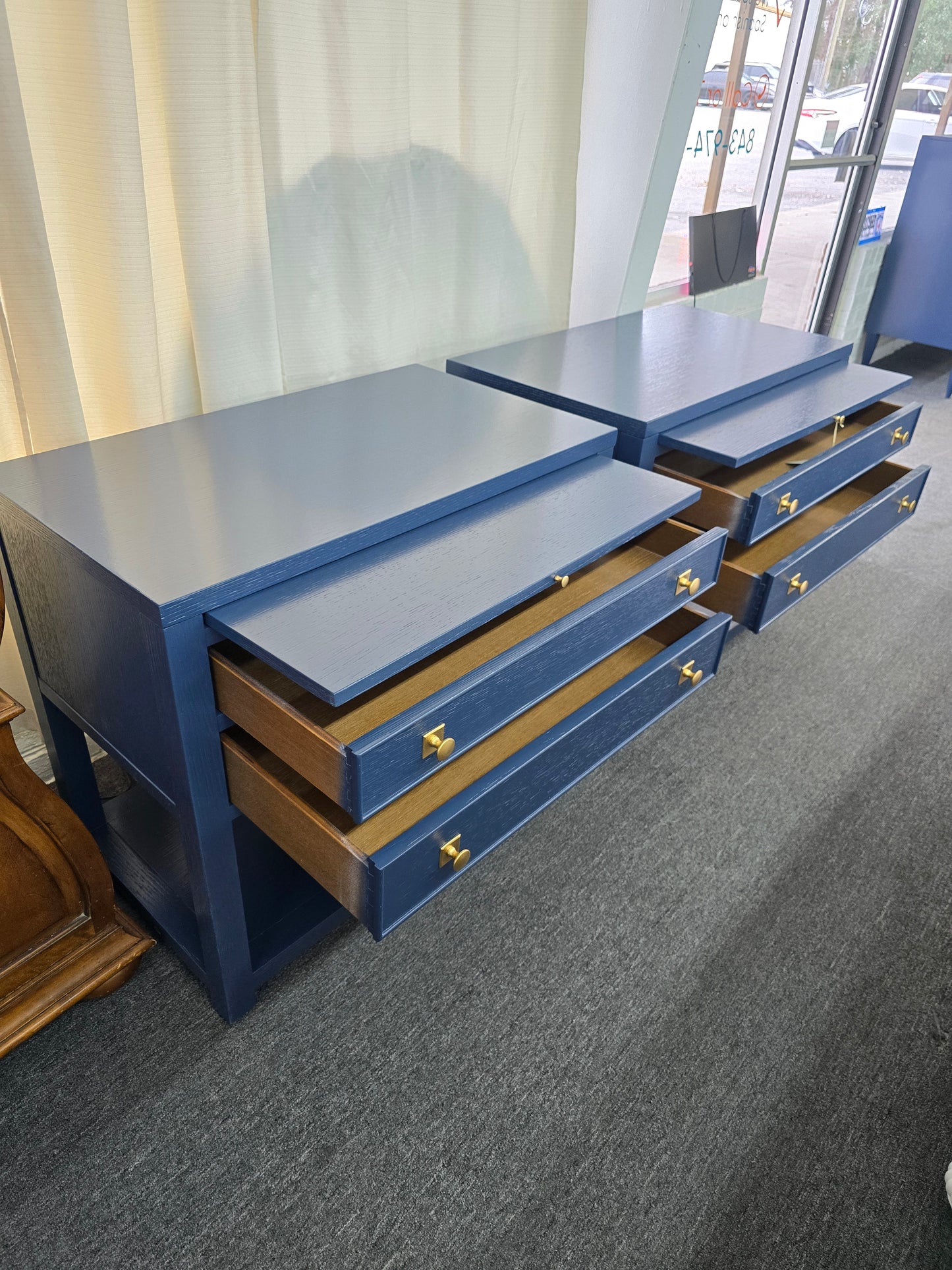 Bernhardt dark blue pair of nightstands