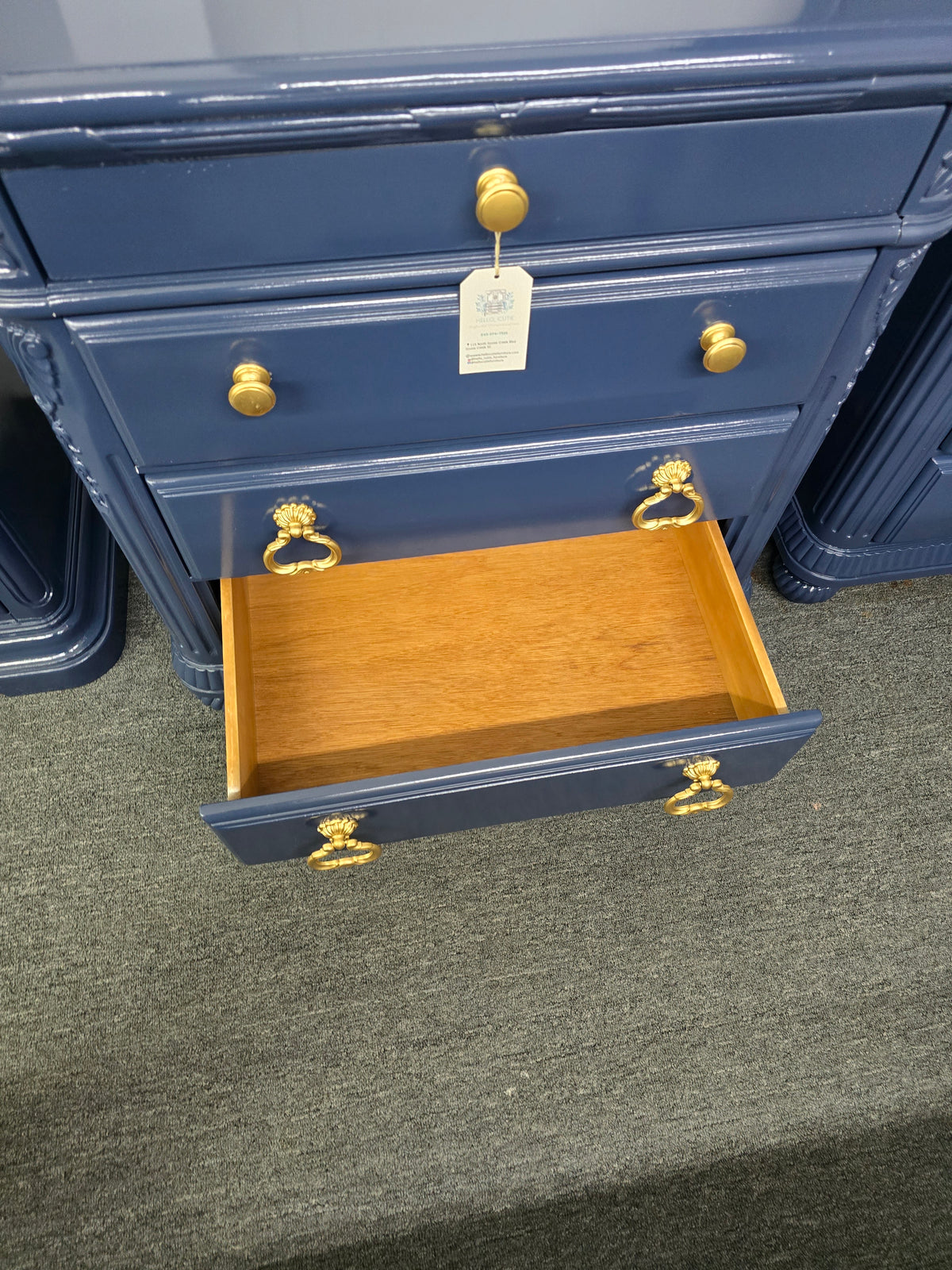 Laura Ashley blue Lacquered nightstand