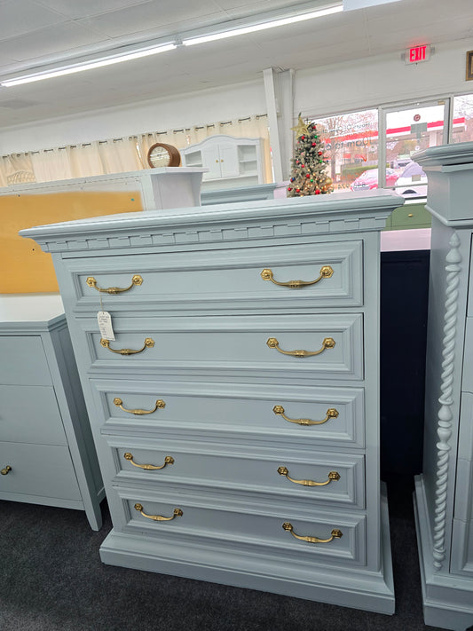 Solid wood light blue United chest