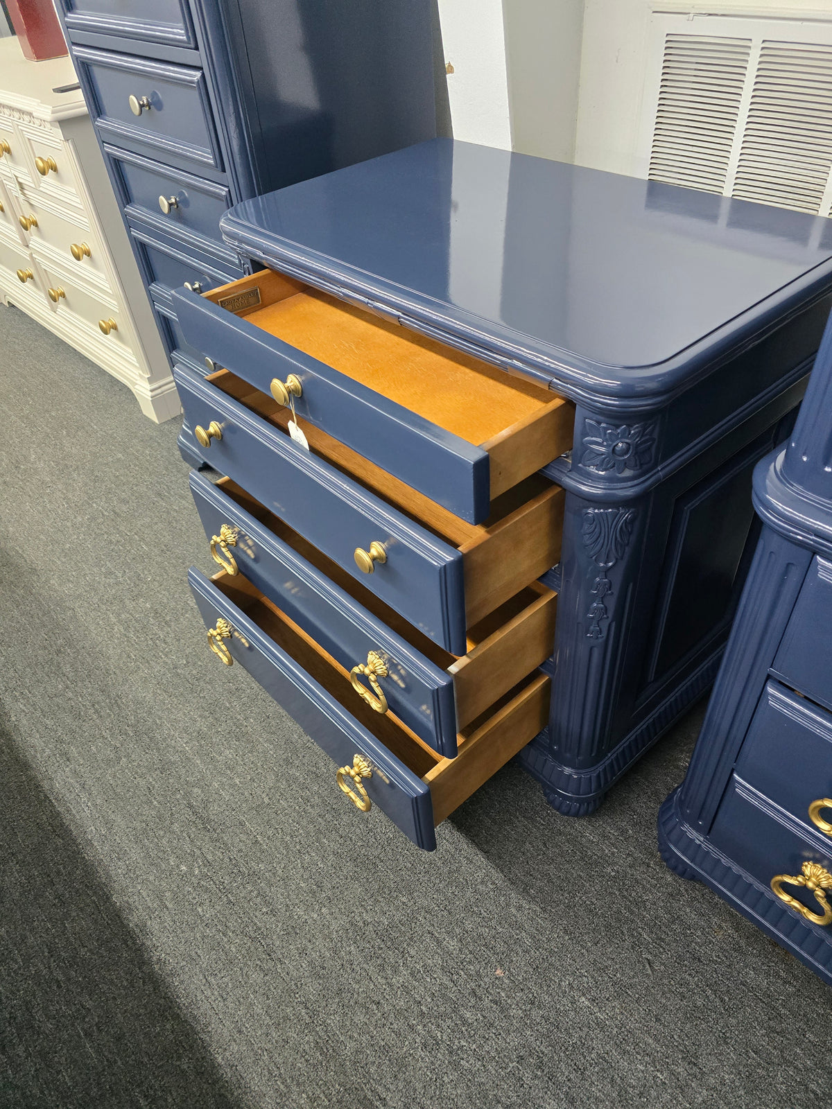 Laura Ashley blue Lacquered nightstand