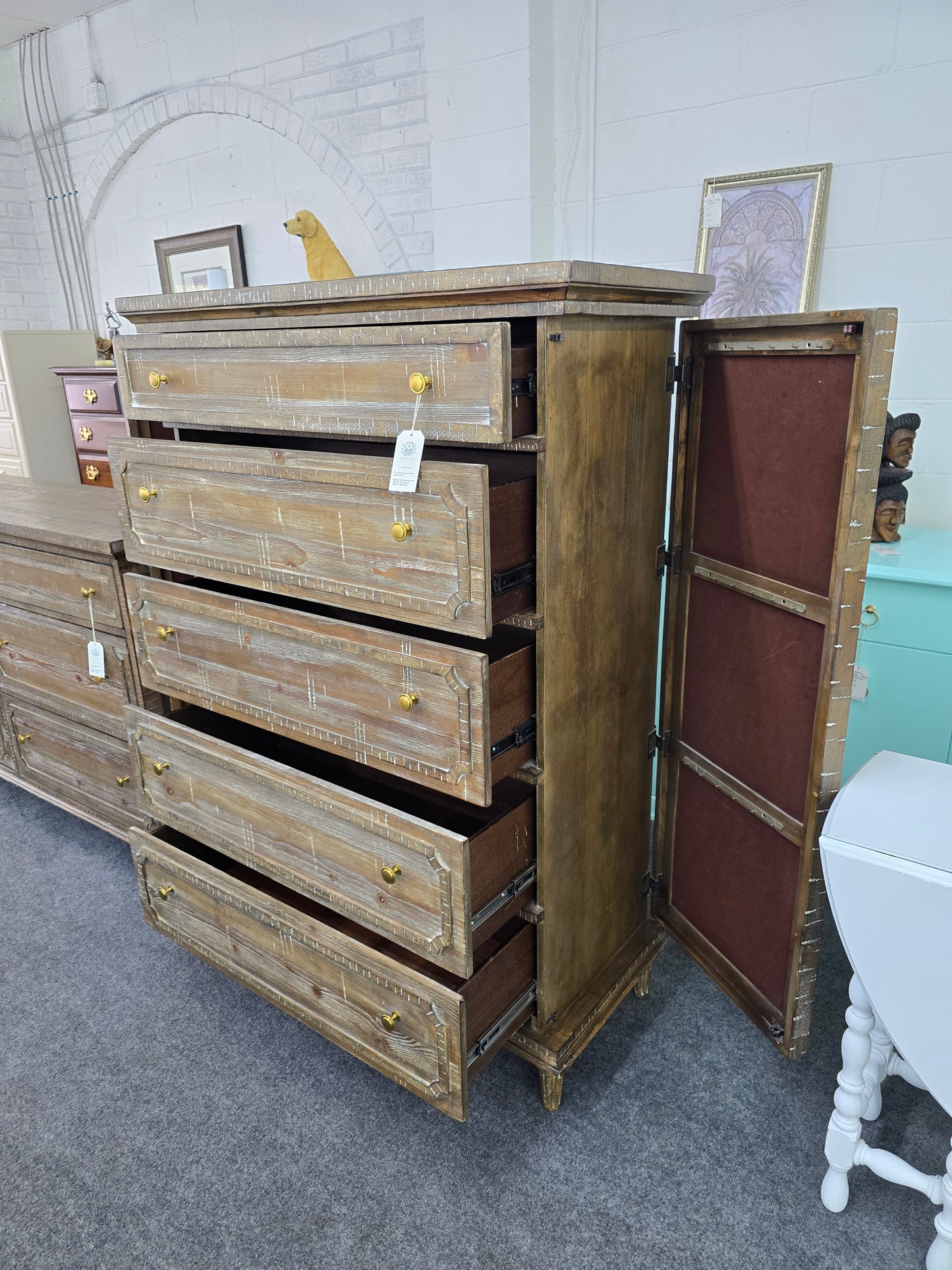 Rustic wood washed chest
