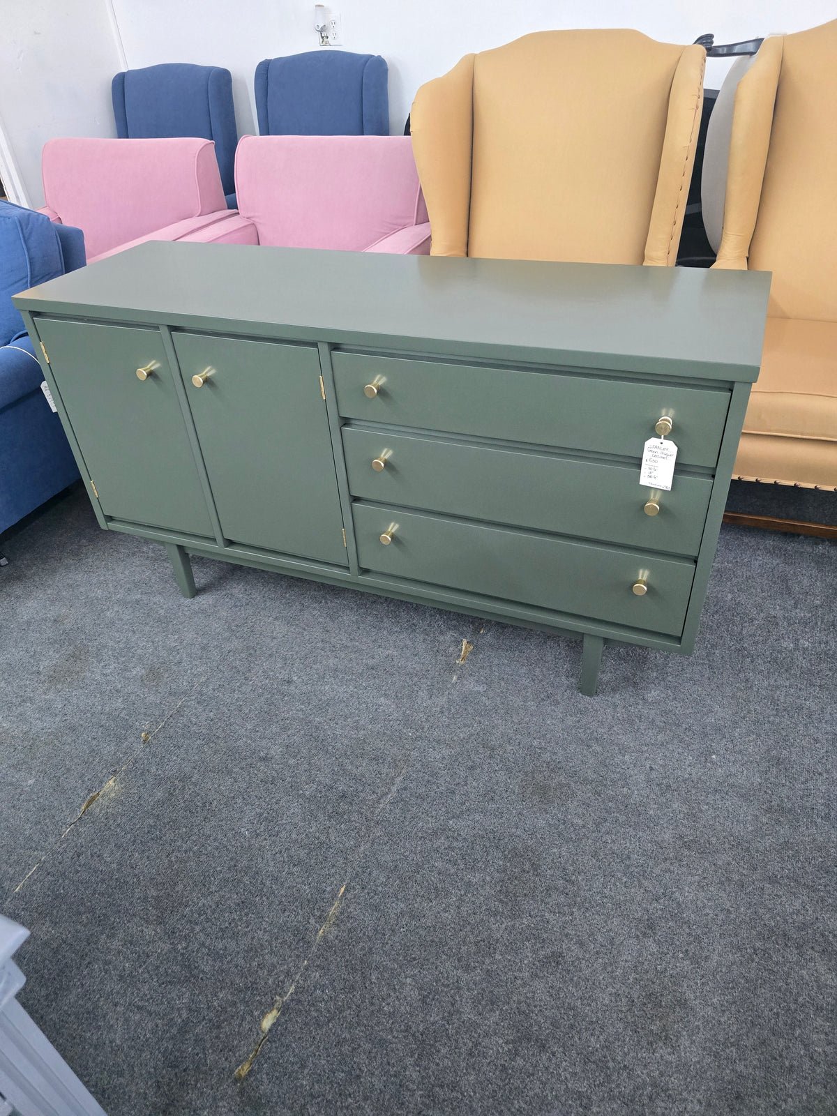 Stanley green lacquered MCM cabinet