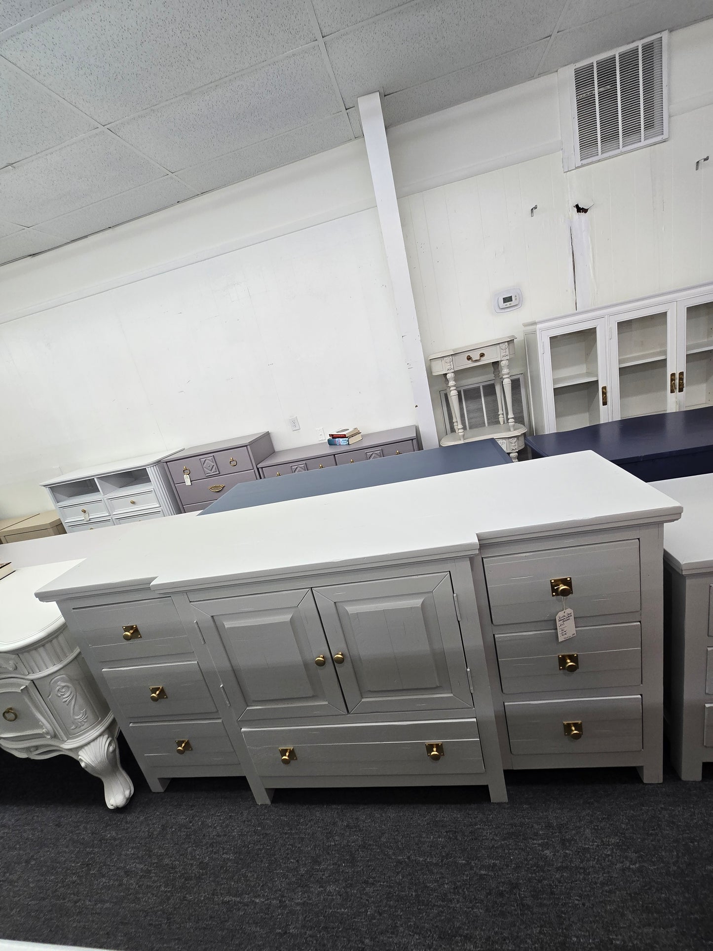 Rustic gray long dresser