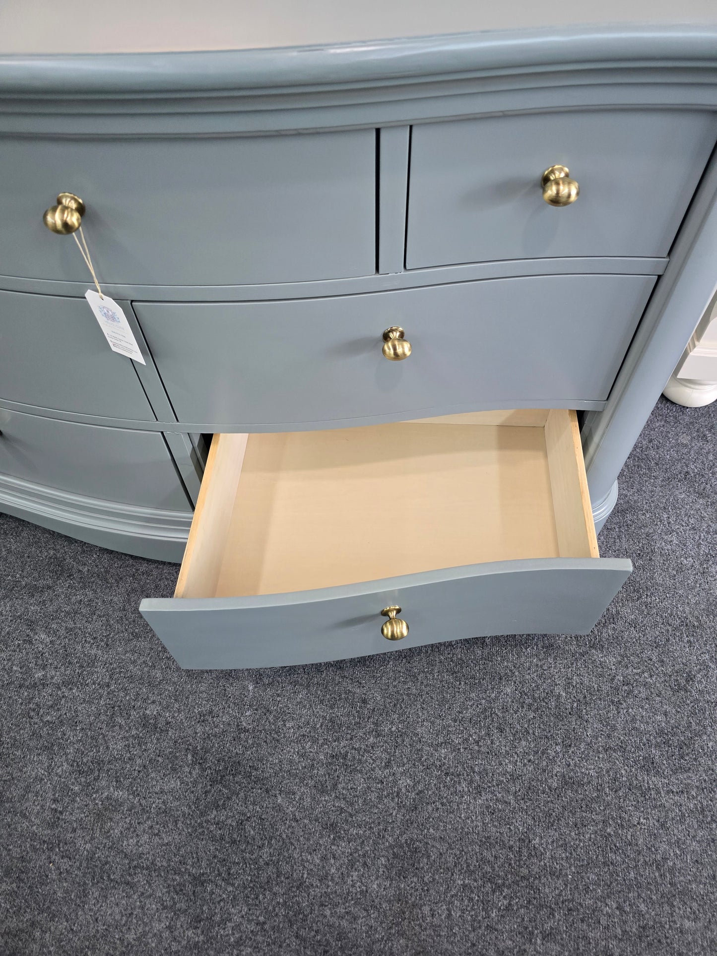 7 drawers green gray dresser