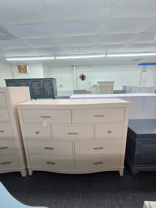 Cream lacquered bowfront dresser