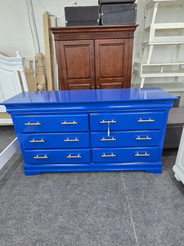 Blue lacquered 6 drawers dresser