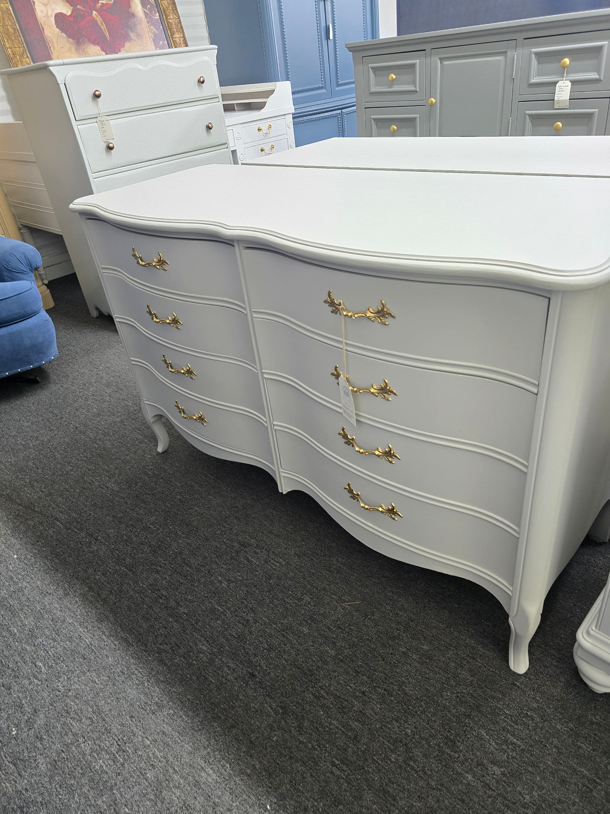Dixie light gray french provincial dresser