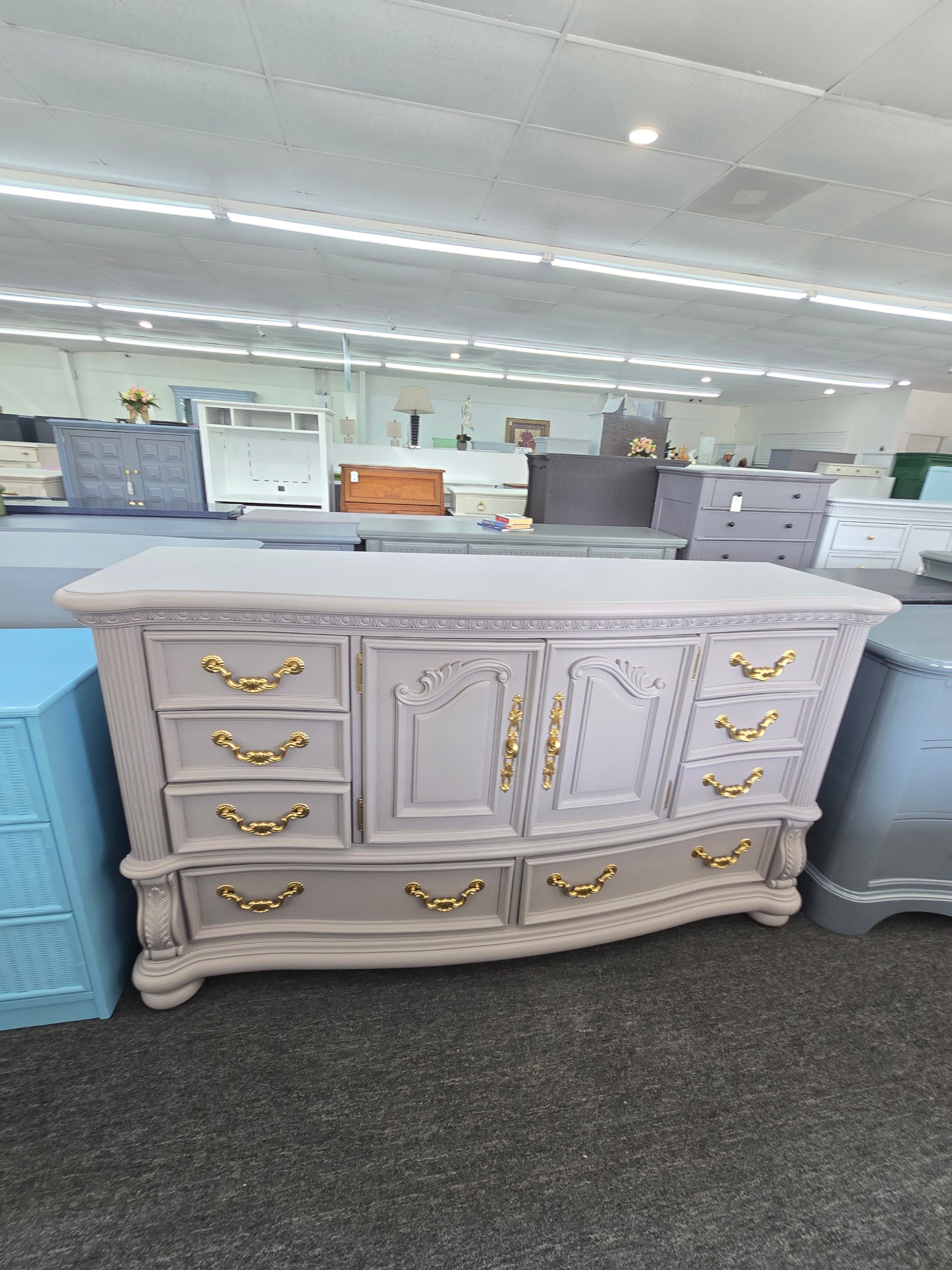 Solid wood purple dresser